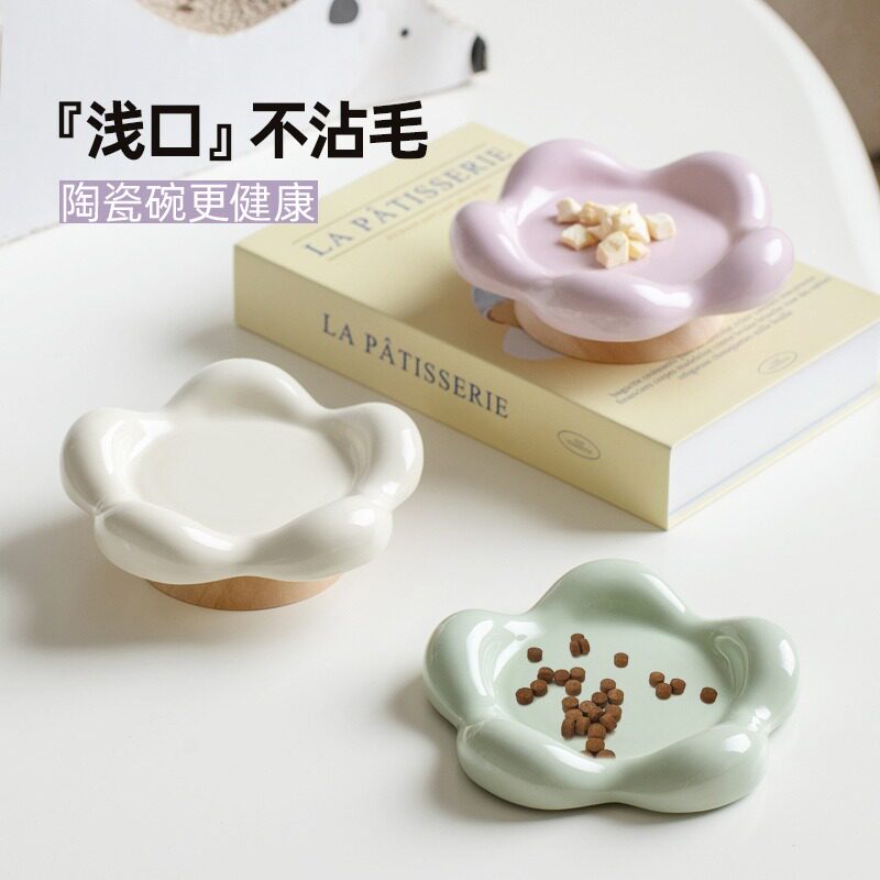 陶瓷护颈椎猫碗猫咪猫粮零食冻干罐头喂食宠物餐盘狗狗食盆粮食盘