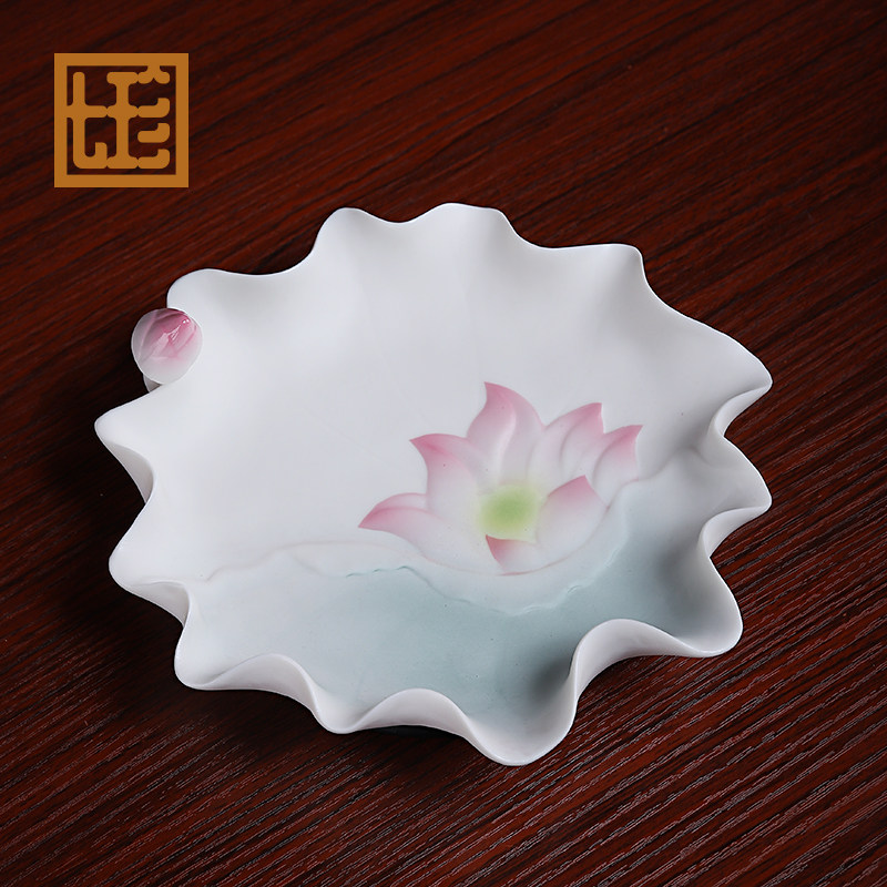 七珍 陶瓷莲花果盘供果盘供盘贡盘上贡家用观音佛前供奉佛具用品