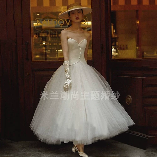 Топ без лямок, ретро свадебное платье, 2020, юбка-пачка