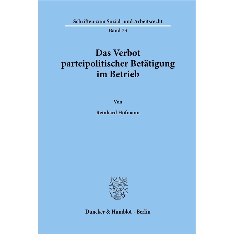 预订【德语】 Das Verbot parteipolitischer Betatigung i