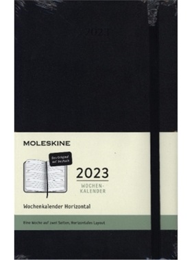 预订【德语】 Moleskine 12 Monate Wochenkalender Deutsch 2023, Large/A5, Schwarz[8056598851632]