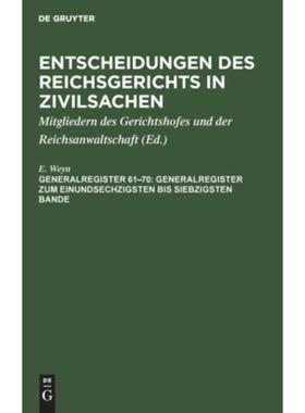 预订【德语】 Generalregister zum einundsechzigsten bis