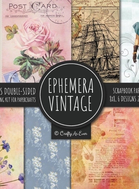 预订Ephemera Vintage Scrapbook Paper Pad 8x8 Scrapbooking Kit for Papercrafts, Cardmaking, DIY Crafts, O