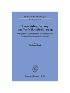 Problem vorverlegter Unrechtsbegründung Bereich der Zum Vorfeldkriminalisierung. und 德语 预订