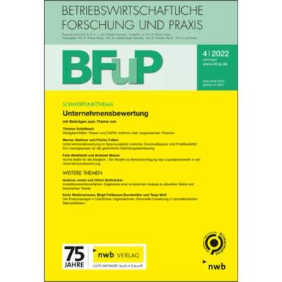 预订【德语】 Unternehmensbewertung:BFuP 4/2022