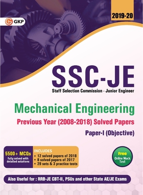 预订不退不换SSC JE Mechanical Engineering for Junior Engineers Previous Year Solved Papers (2008-18), 2018-19 fo