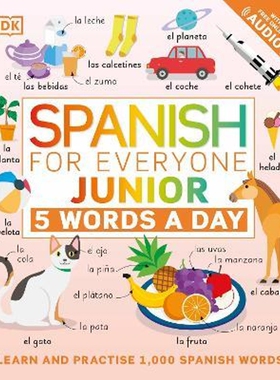 预订Spanish for Everyone Junior 5 Words a Day:Learn and Practise 1,000 Spanish Words