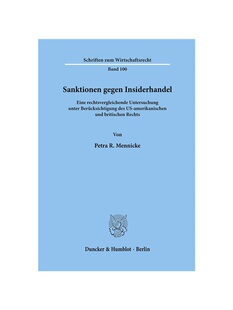 Untersuchung 德语 Eine 预订 unter gegen des Sanktionen amerika Insiderhandel. Berücksichtigung rechtsvergleichende
