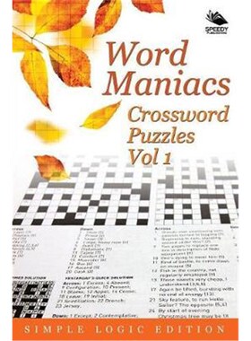 按需印刷不退不换Word Maniacs Crossword Puzzles Vol 1:Simple Logic Edition[9781682804070]