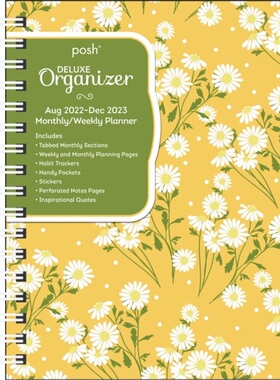 预订Posh: Deluxe Organizer 17-Month 2022-2023 Monthly/Weekly Hardcover Planner Calen[9781524873714]
