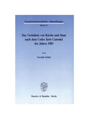 预订【德语】Das Verh?ltnis von Kirche und Staat nach dem Codex Iuris Canonici des Jahres 1983.: