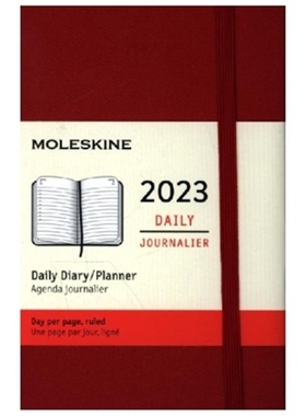 预订【德语】 Moleskine 12 Monate Tageskalender 2023, Pocket/A6, Scharlachrot[8056420859638]