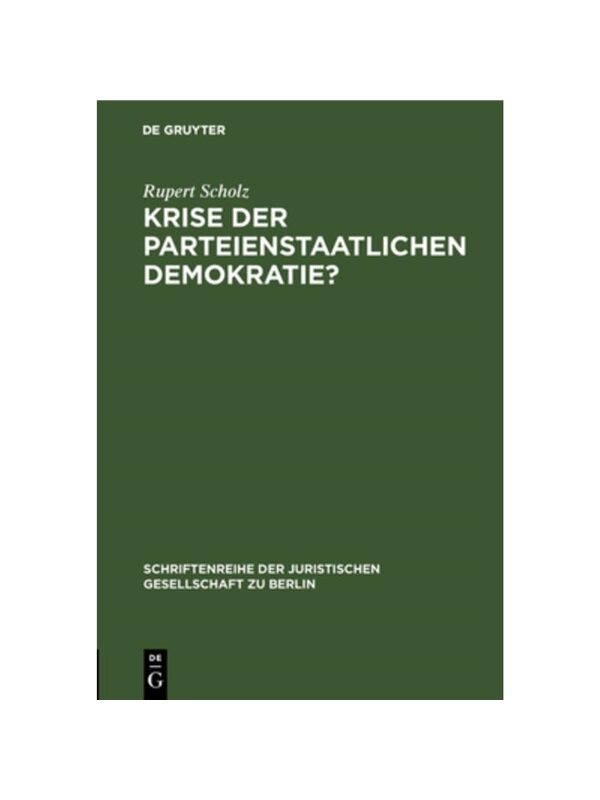 预订不退不换德语Krise der parteienstaatlichen Demokratie?: