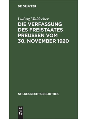 预订【德语】 Die Verfassung des Freistaates Preu?en vo