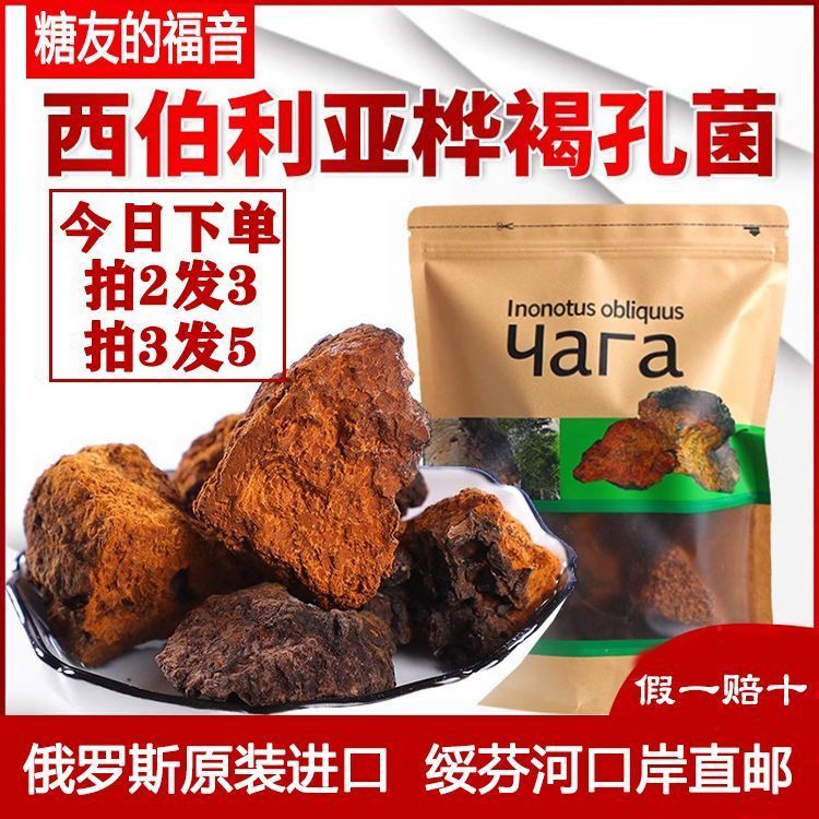 俄罗斯西伯利亚进口桦树茸天然胰岛素白桦茸桦褐孔菌黑金颗粒