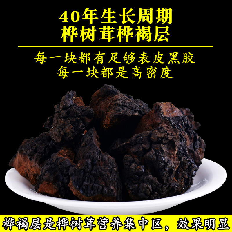 桦树茸40年份白桦茸桦褐层俄罗斯进口野生高密度黑金特级桦褐孔菌