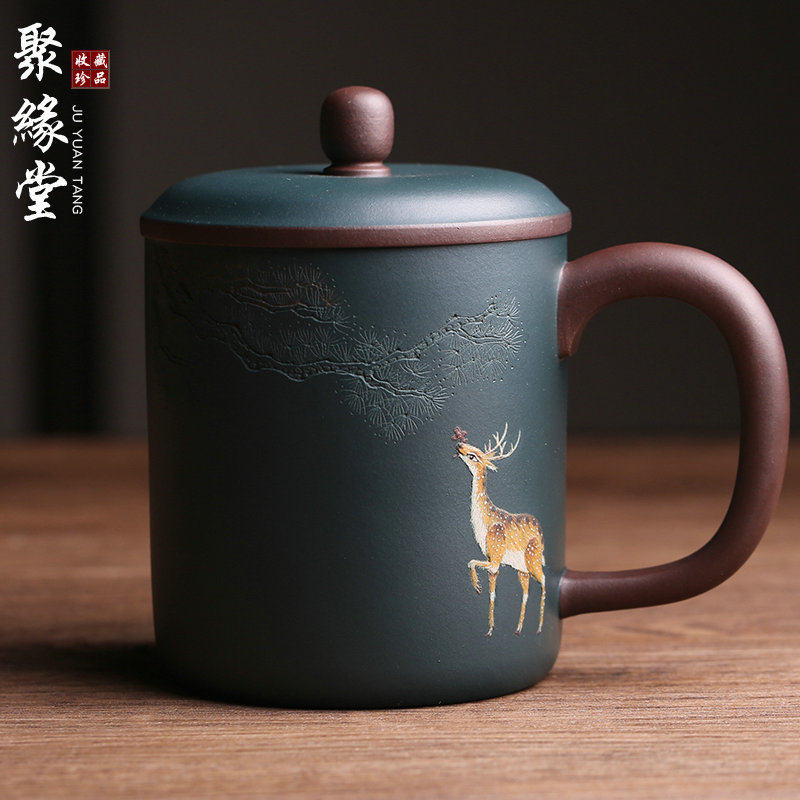 紫砂主人杯办公杯盖杯呦呦鹿鸣杯