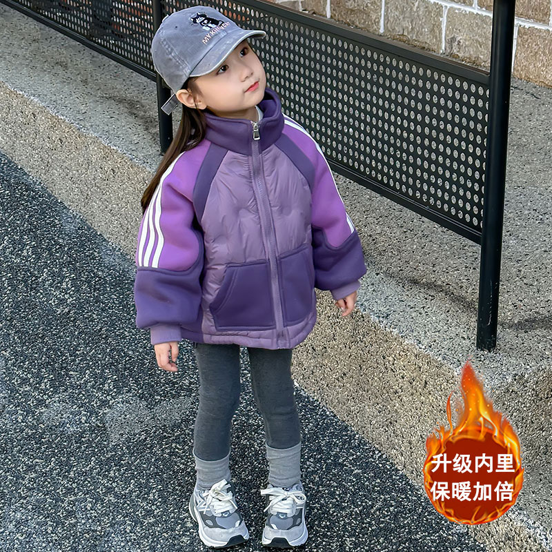 新款儿童羽绒服男女童拼接韩范加厚外套中小童白鸭绒校服神器内胆
