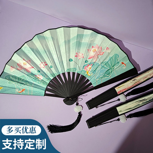 8寸古风扇子中国风女扇布古典折叠随身舞蹈扇男古装汉服折扇定制