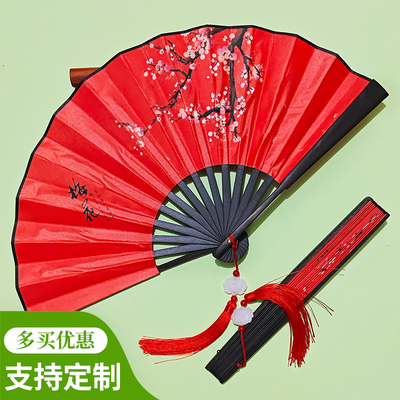 8寸古风汉服绢布折扇中式扇子