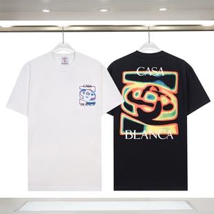 正确版本Casablanca卡萨布兰卡美式潮牌男女情侣宽松休闲短袖t恤