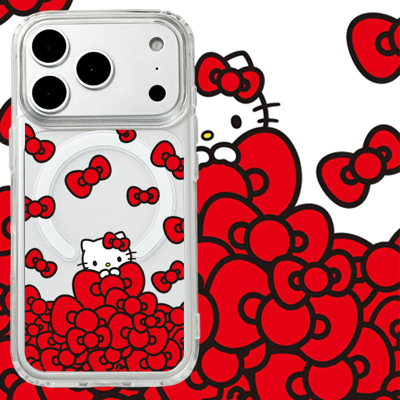 适用iphone17promax苹果17手机壳MagSafe磁吸16支架15透明14蝴蝶结Kitty猫可爱26ultra少女kt猫17e保护套16e