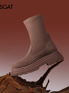 KISS CAT/接吻猫秋冬圆头增高厚底弹力中筒瘦瘦靴女KA32870-50