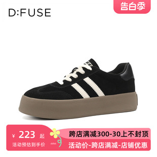 女DF3311225H 圆头拼色系带增高厚底德训鞋 迪芙斯春秋时尚 D：Fuse