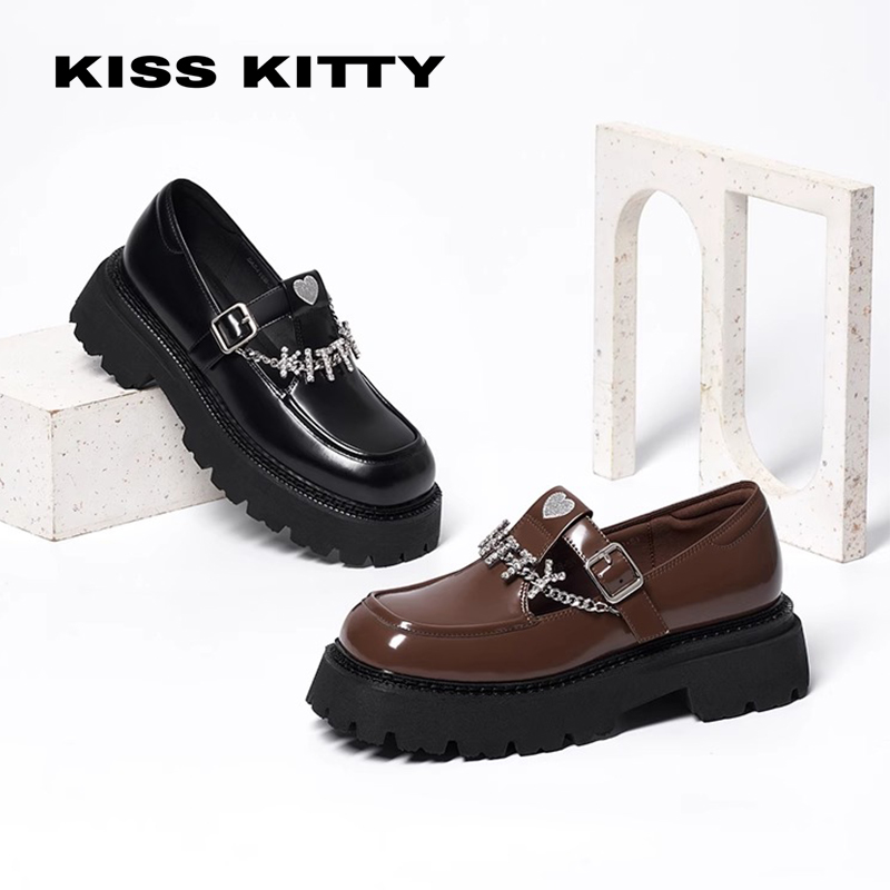 KISSKITTY牛皮厚底玛丽珍鞋