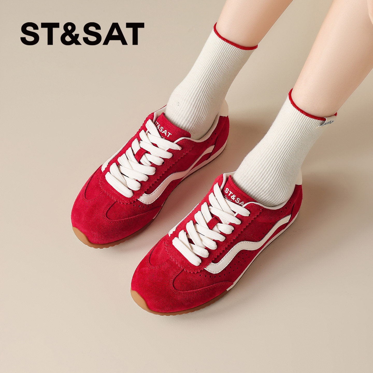 St&Sat/星期六春秋系带运动阿甘鞋休闲平底德训鞋女SSE1112C7Q,女鞋,德训鞋,淘宝优惠券,粉丝福利购,淘宝优惠卷