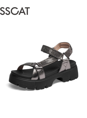 KISS CAT/接吻猫夏季魔术贴外穿沙滩厚底休闲凉鞋女KA54311-51