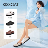 CAT 女KA54396 接吻猫夏季 厚底外穿包头凉拖鞋 牛皮勃肯鞋 KISS