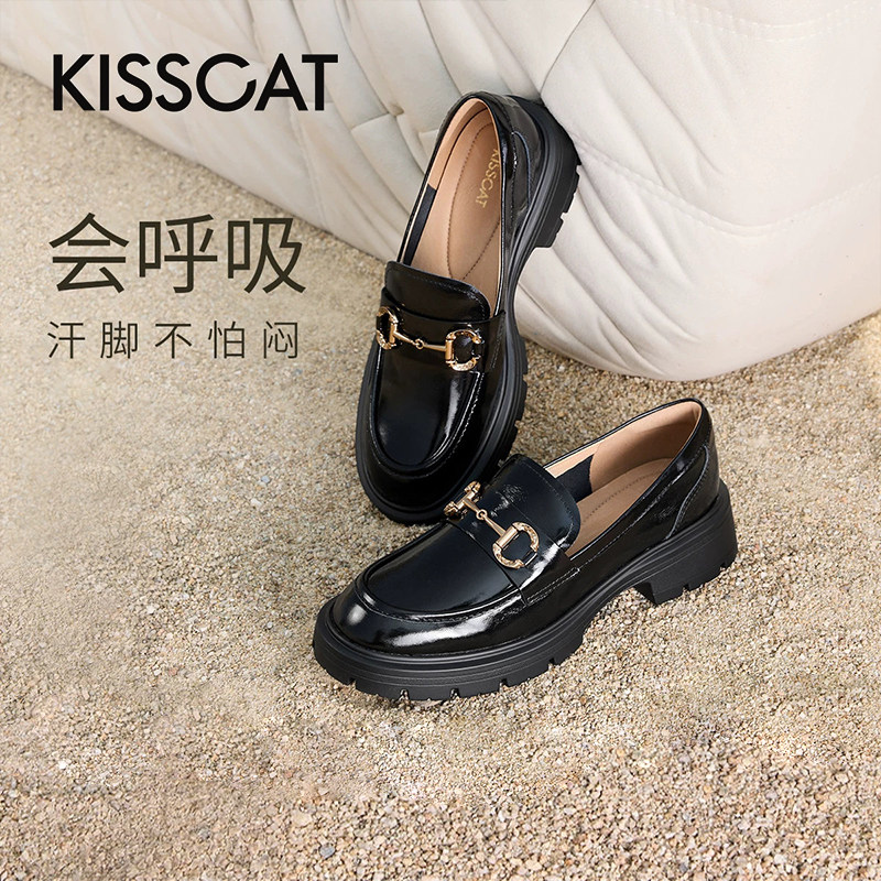 接吻猫英伦时尚厚底百搭乐福鞋
