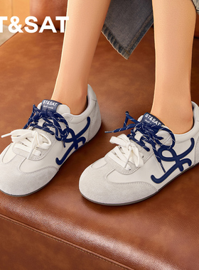 St&Sat/星期六春秋圆头拼接系带德训鞋内增高运动鞋女SSD1112CS3