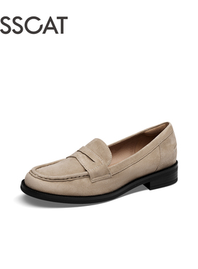 KISS CAT/接吻猫春秋乐福鞋羊反绒小皮鞋圆头单鞋女KA54523-50