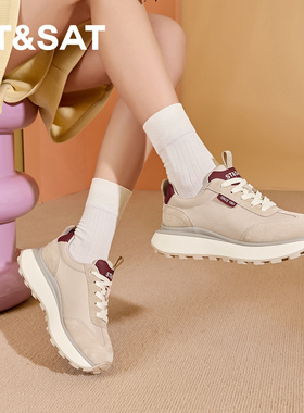 St&Sat/星期六春秋厚底增高阿甘鞋休闲系带运动单鞋女SSC3112C6H