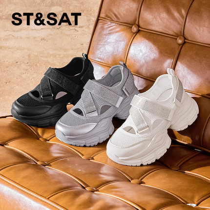 St&Sat/星期六夏季镂空透气老爹鞋水钻厚底休闲单鞋女SSD2111CE9