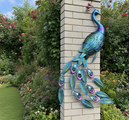 佳鲤推荐孔雀壁挂装饰铁艺墙饰 花园庭院家居氛围感户外墙壁挂件