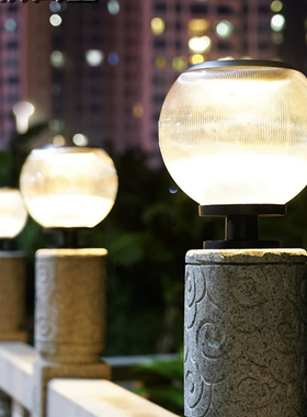 佳鲤推荐太阳能柱头灯圆球灯庭院围墙灯防水别墅现代大门口柱子灯