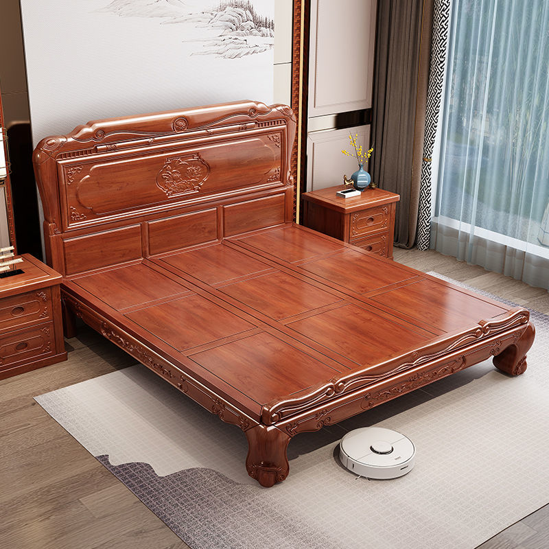 菲玛仕花梨木双人主卧婚床1.8米中式全实木菠萝格红木床1.5米床