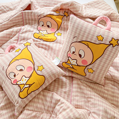 四季可用全棉星宝抱枕被子两用