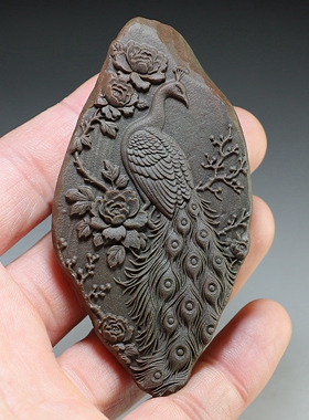 【凤穿牡丹】戈壁石把玩件 需打挂绳孔留言 楼叔孤品