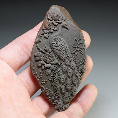 【凤穿牡丹】戈壁石把玩件 需打挂绳孔留言 楼叔孤品