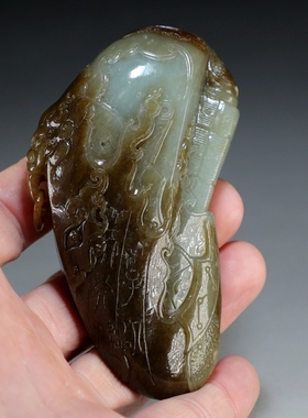 [锦灰堆]天然和田玉籽料把玩件手工原创八破图活钮大把件楼叔孤品