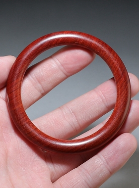 【腕底香】天然红檀手镯 女款木头圆镯 内径58mm 楼叔