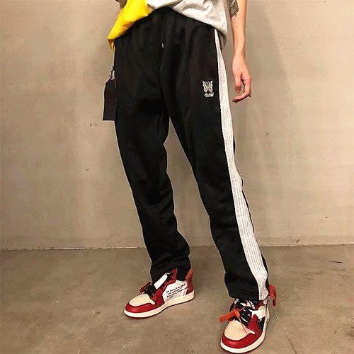NEEDLES ASAP ROCKY蝴蝶刺绣侧边织带运动裤复古休闲直筒长裤男女