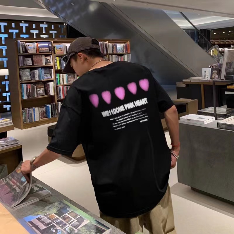 WE11DONE ALTINA爱心小众潮牌美式重磅纯棉宽松情侣短袖T恤男女潮