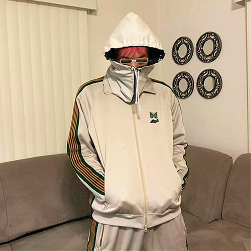 Needles Aipl联名米色蝴蝶刺绣拉链外套运动休闲夹克潮流复古男女