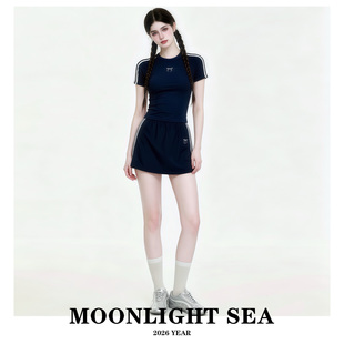 MOONLIGHTSEA高级感简约分体泳衣女裙式保守遮肚显瘦少女运动泳装