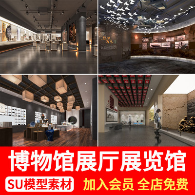 新中式民俗文化艺术展览馆展厅展示空间博物馆草图大师SU模型素材